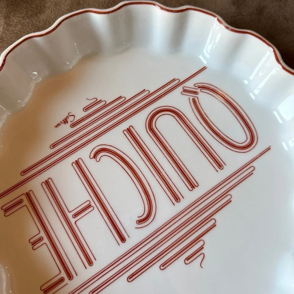 Saltera *Vintage* 1977 Himark Gourmet Kitchen Ceramic Quiche Dish, Red and White